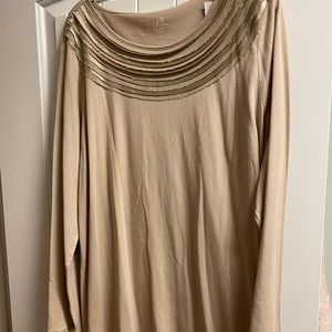 Long sleeve “silk tiers tee” from J Jill; champagne color